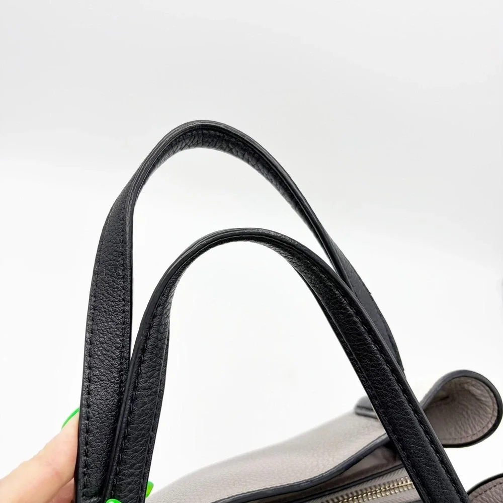 Kate Spade Purse Tote Bag Medium Gray Colorblock Leather Top Handle Handbag